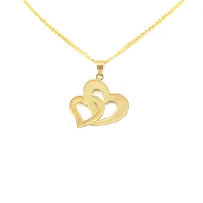 14K Gold Double Heart Pendant