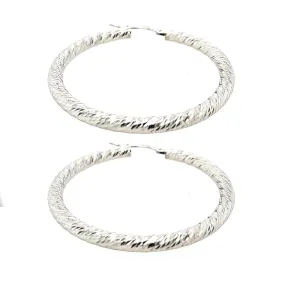 14k White Gold One and A Half Inch Round Earring