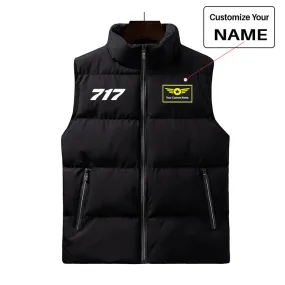717 Flat Text Designed Puffy Vests