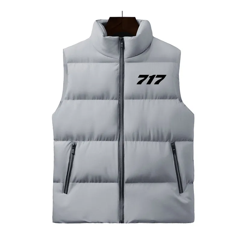 717 Flat Text Designed Puffy Vests