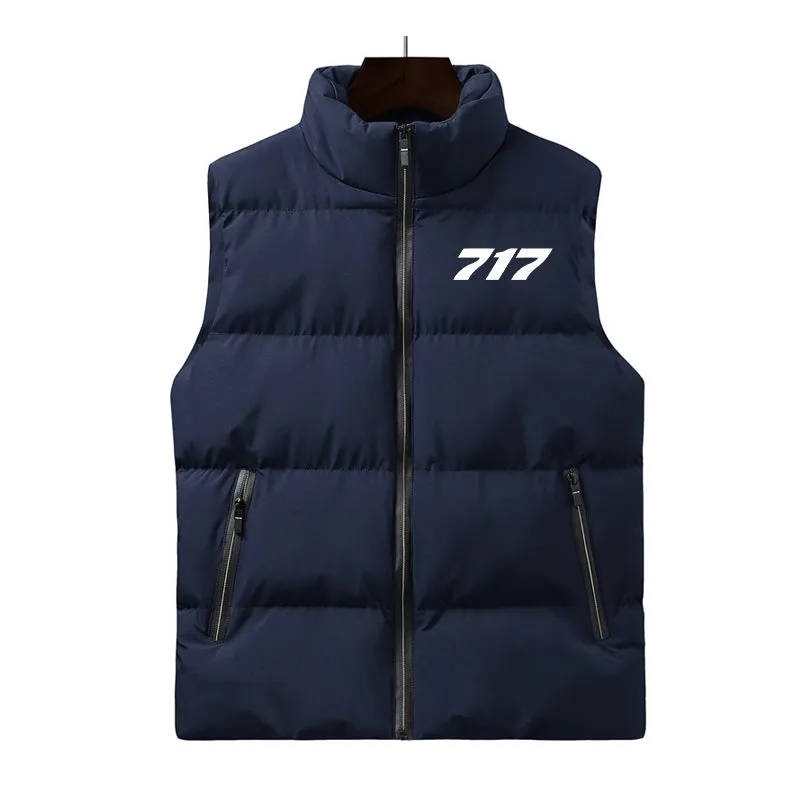717 Flat Text Designed Puffy Vests