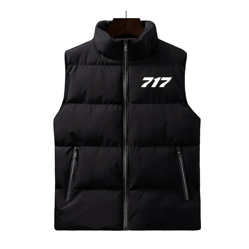 717 Flat Text Designed Puffy Vests