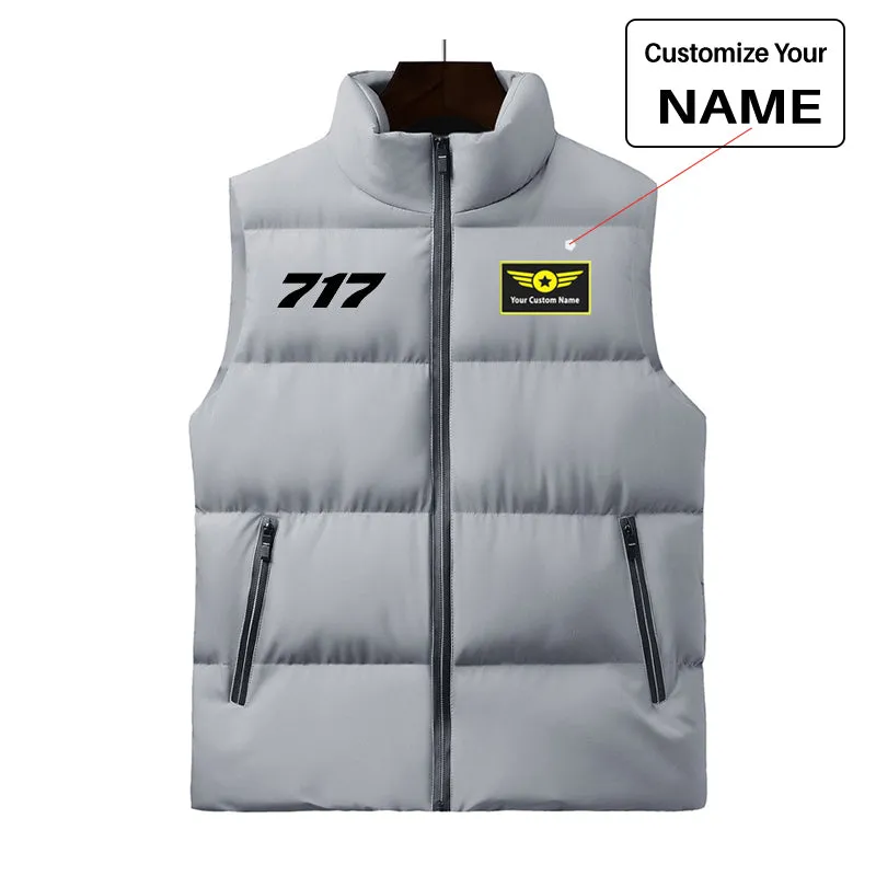 717 Flat Text Designed Puffy Vests