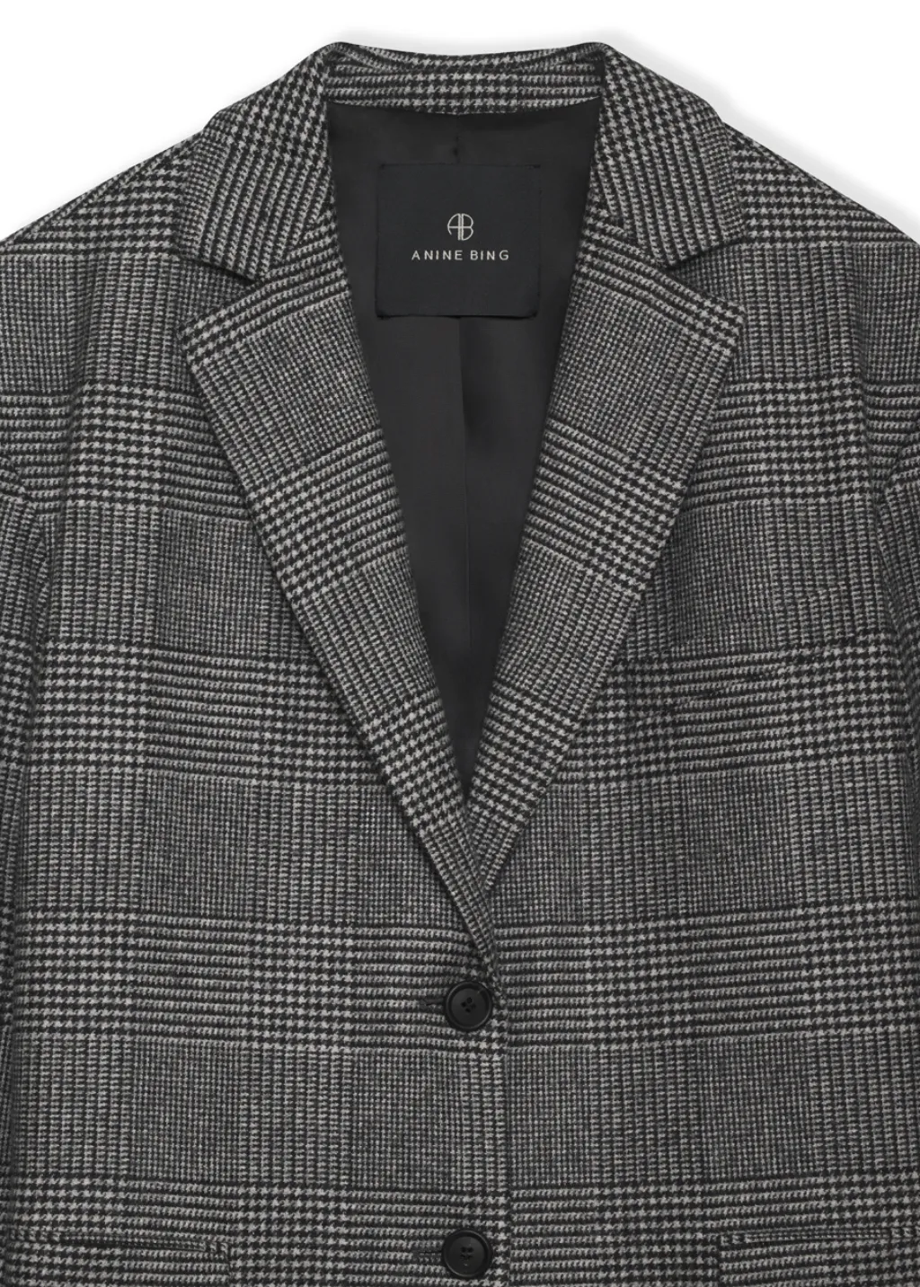 Anine Bing Quinn Blazer in Black & Grey Plaid