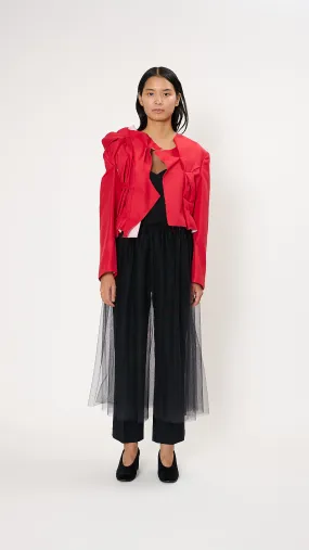 Asymmetric Layered Jacket in Scarlet
