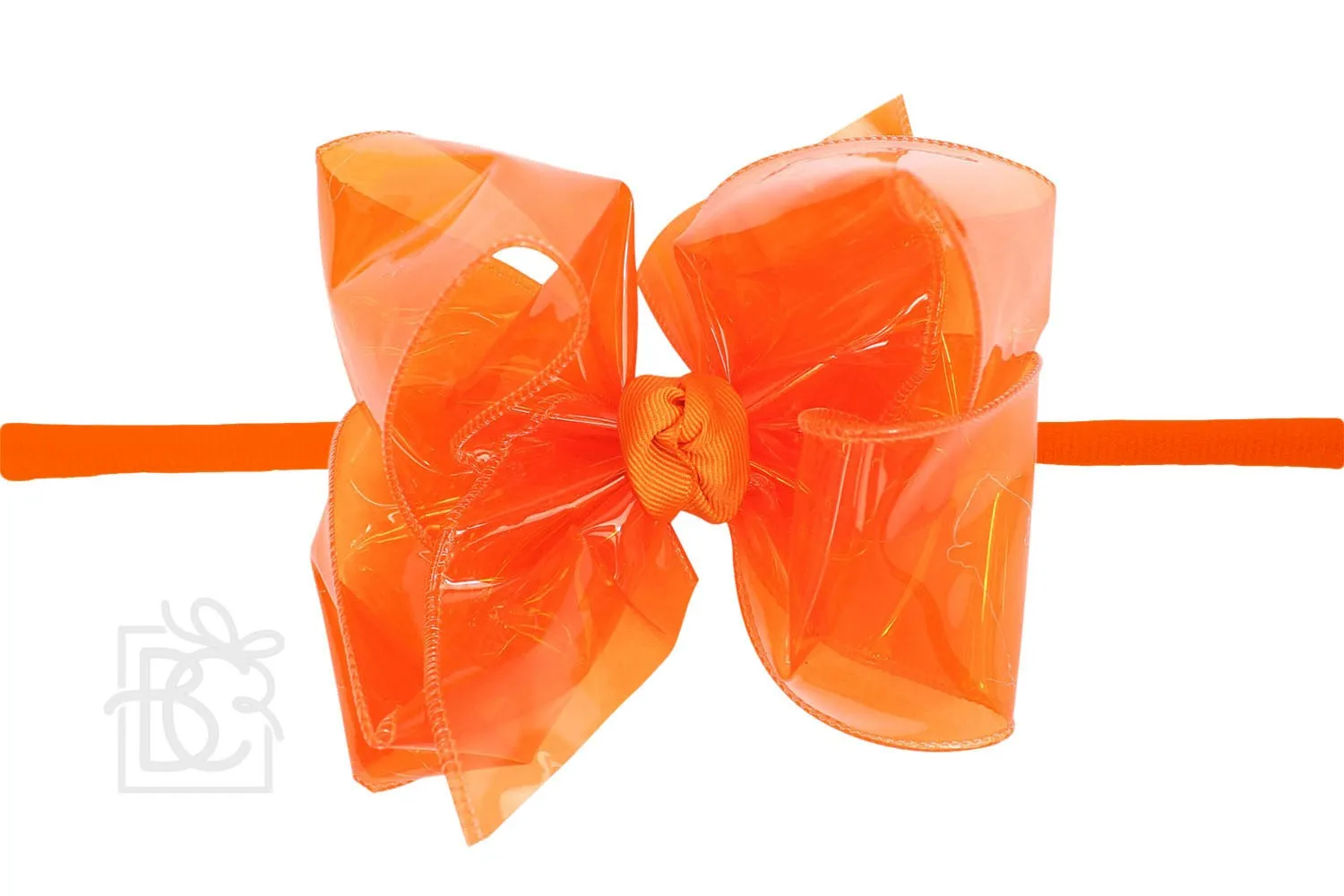 Beyond Creations Girls 1/4" Pantyhose Headband with Attached Bow - Waterproof - Orange