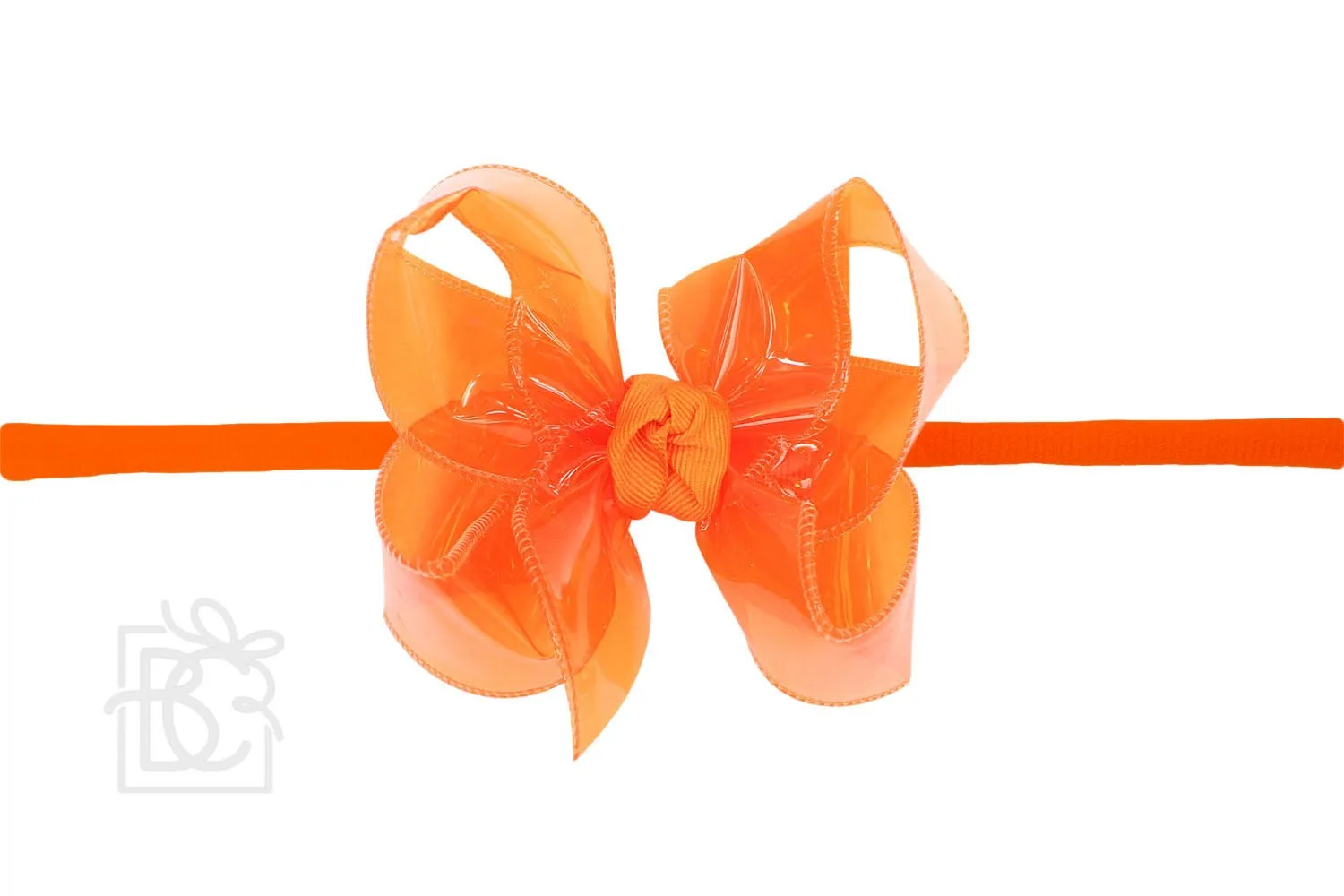 Beyond Creations Girls 1/4" Pantyhose Headband with Attached Bow - Waterproof - Orange