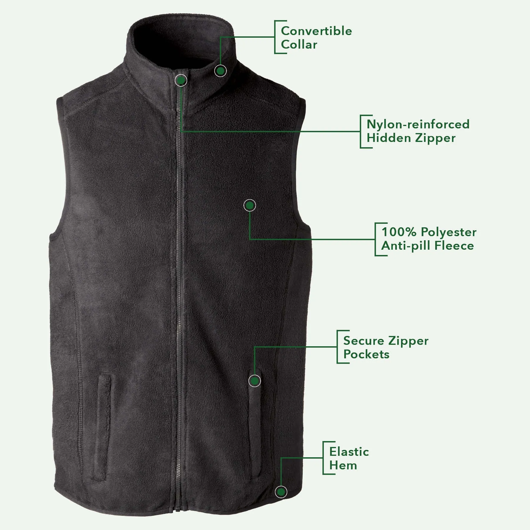 Celtic Triangle Knot Embroidered Personalized Fleece Vest- Black