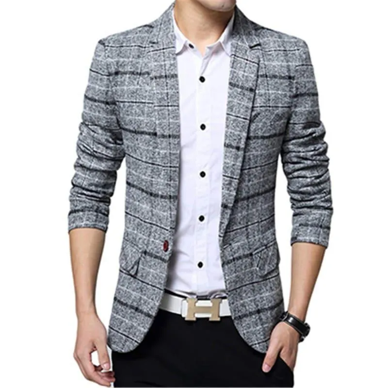 Checkered Men Blazer Fashion Slim Sport Blazers