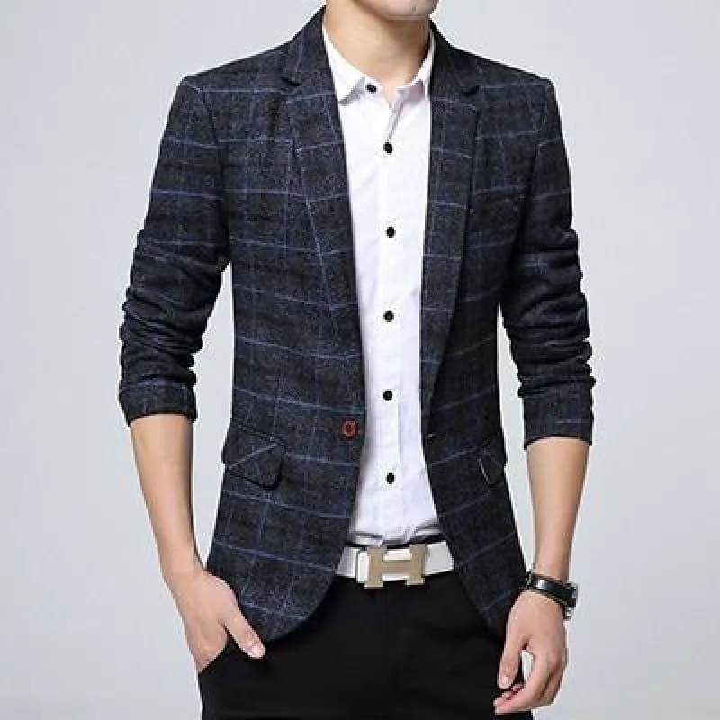 Checkered Men Blazer Fashion Slim Sport Blazers