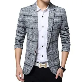 Checkered Men Blazer Fashion Slim Sport Blazers