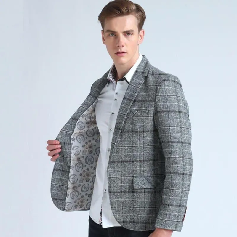 Checkered Men Blazer Fashion Slim Sport Blazers