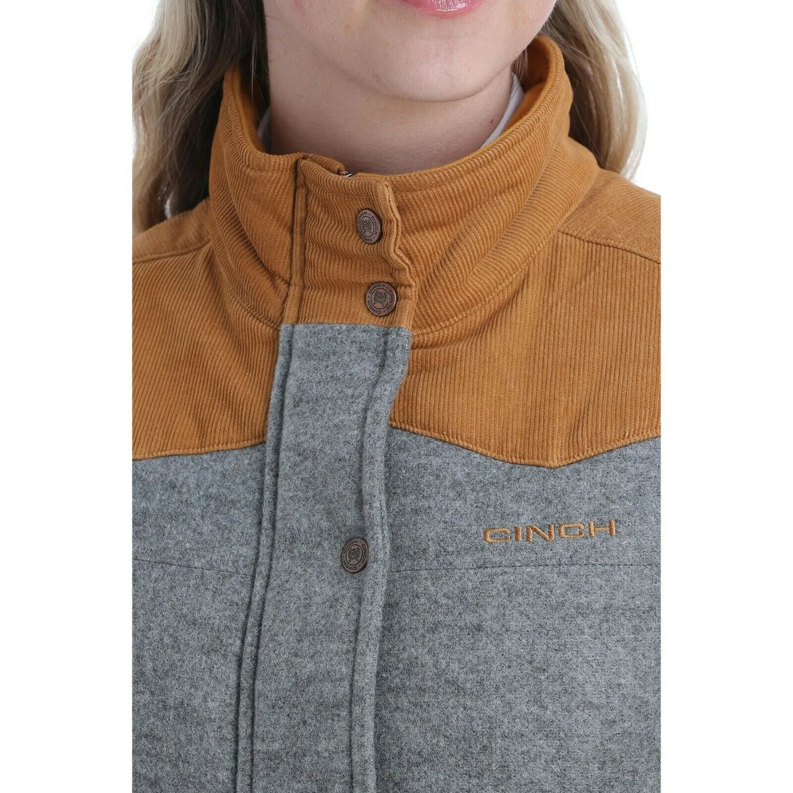 Cinch Ladies  Grey Brushed Tweed Vest MAV9884002