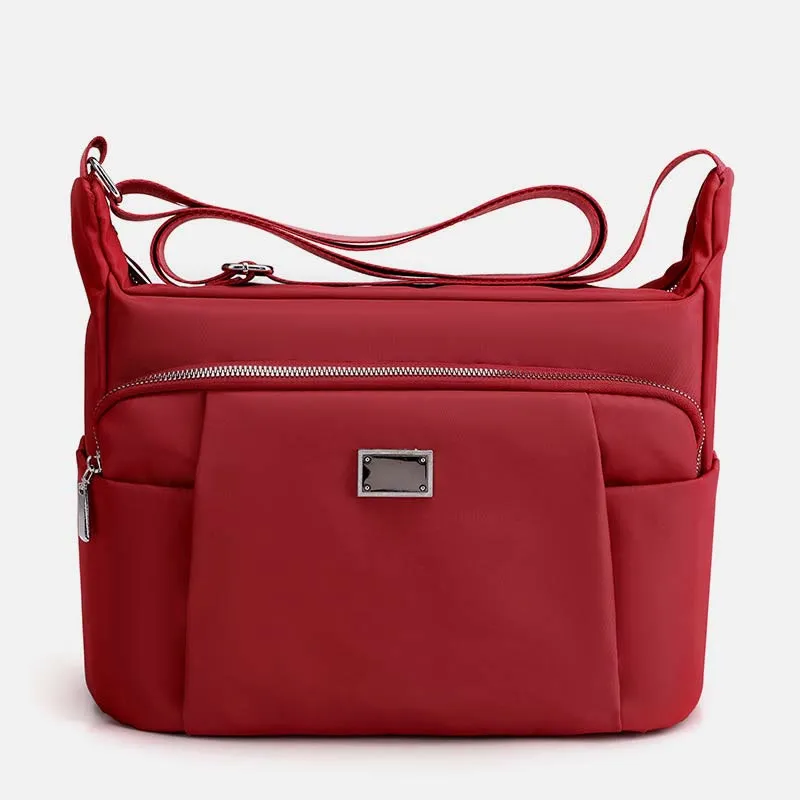 Crossbody Plaid Nylon Tote Bag For Women Multi-Pocket Waterproof Purse