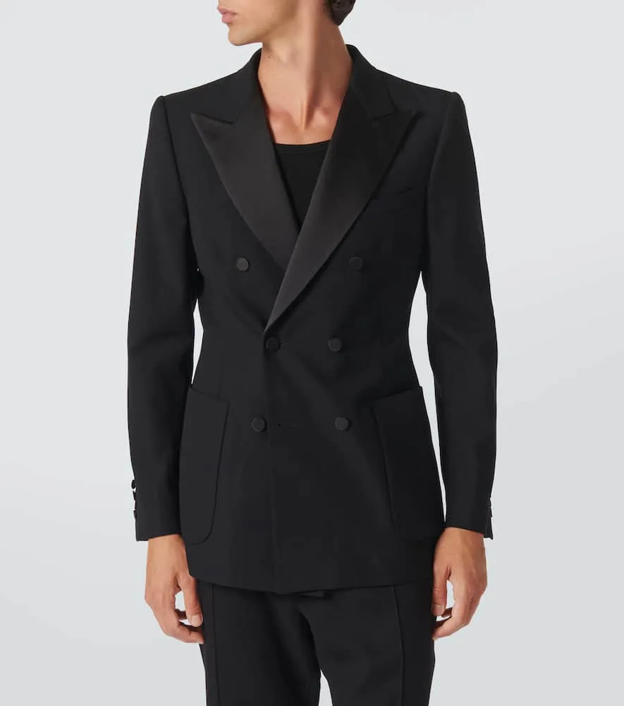 Dries Van Noten Double-breasted wool-blend tuxedo jacket