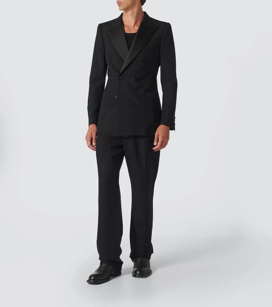 Dries Van Noten Double-breasted wool-blend tuxedo jacket