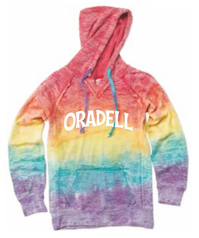 Girls V-Neck Hooded Sweatshirt <br>RAINBOW - Jr. Cut Runs Small