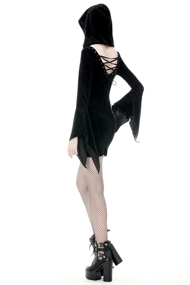Gothic witch holloween hooded slim dress DW375