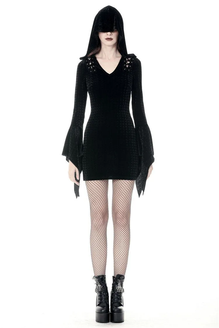 Gothic witch holloween hooded slim dress DW375