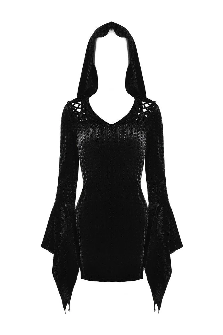 Gothic witch holloween hooded slim dress DW375