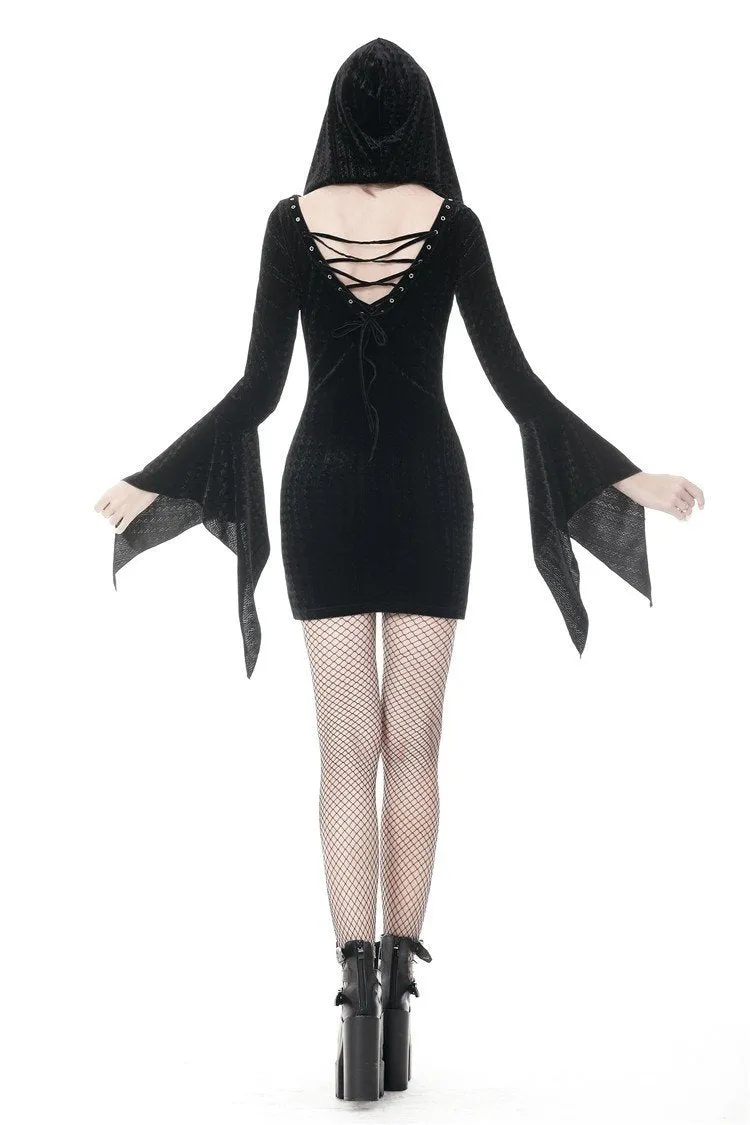 Gothic witch holloween hooded slim dress DW375