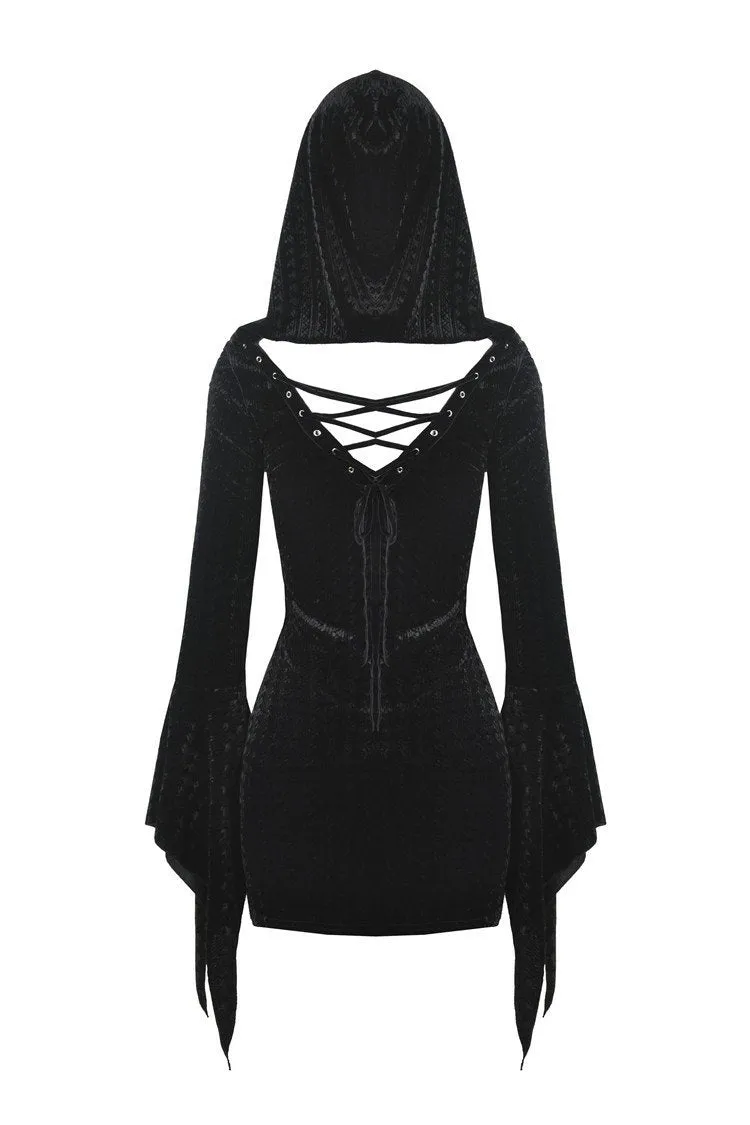 Gothic witch holloween hooded slim dress DW375