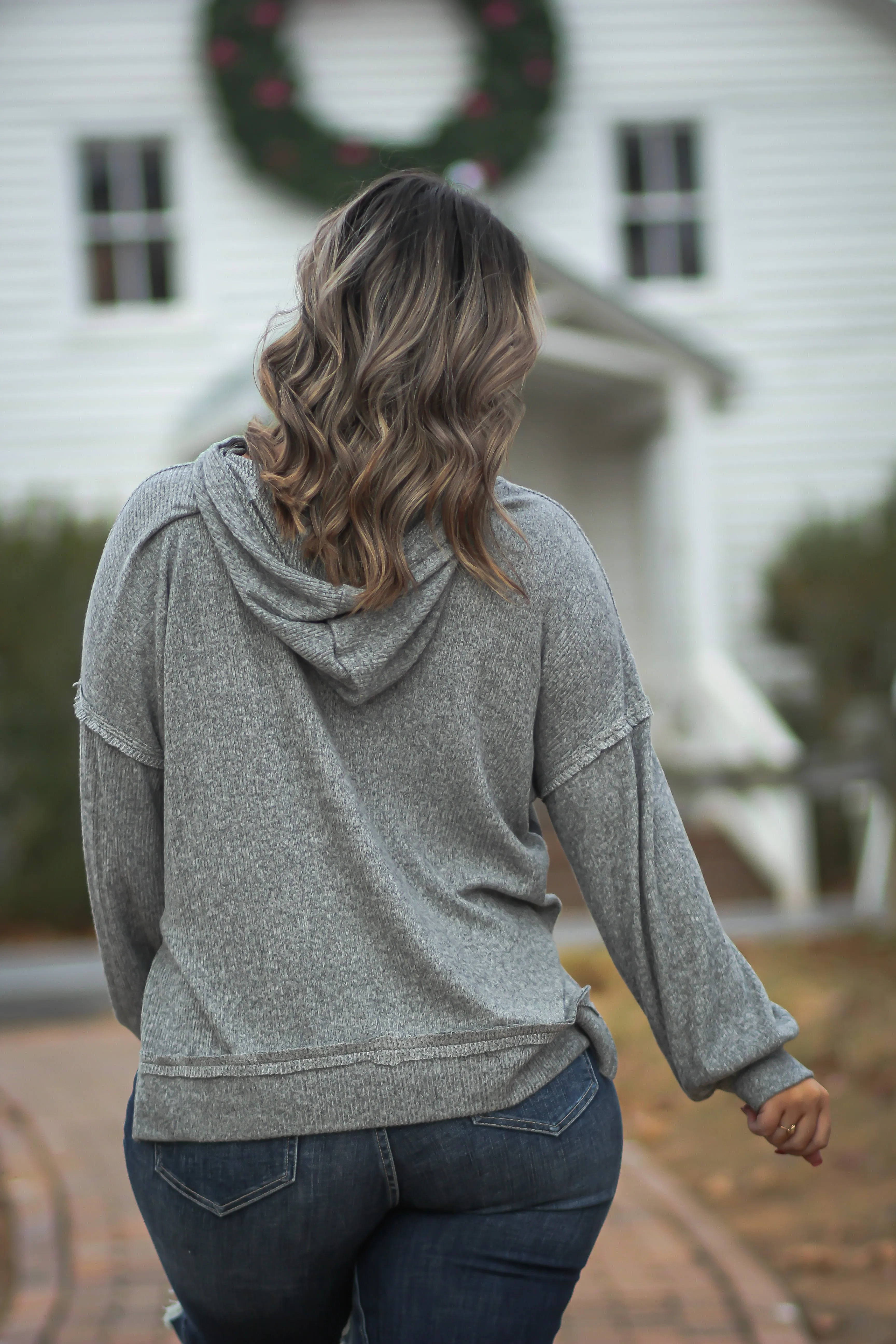 Heather Grey & Camo Colorblock Hooded Top In Regular & Curvy