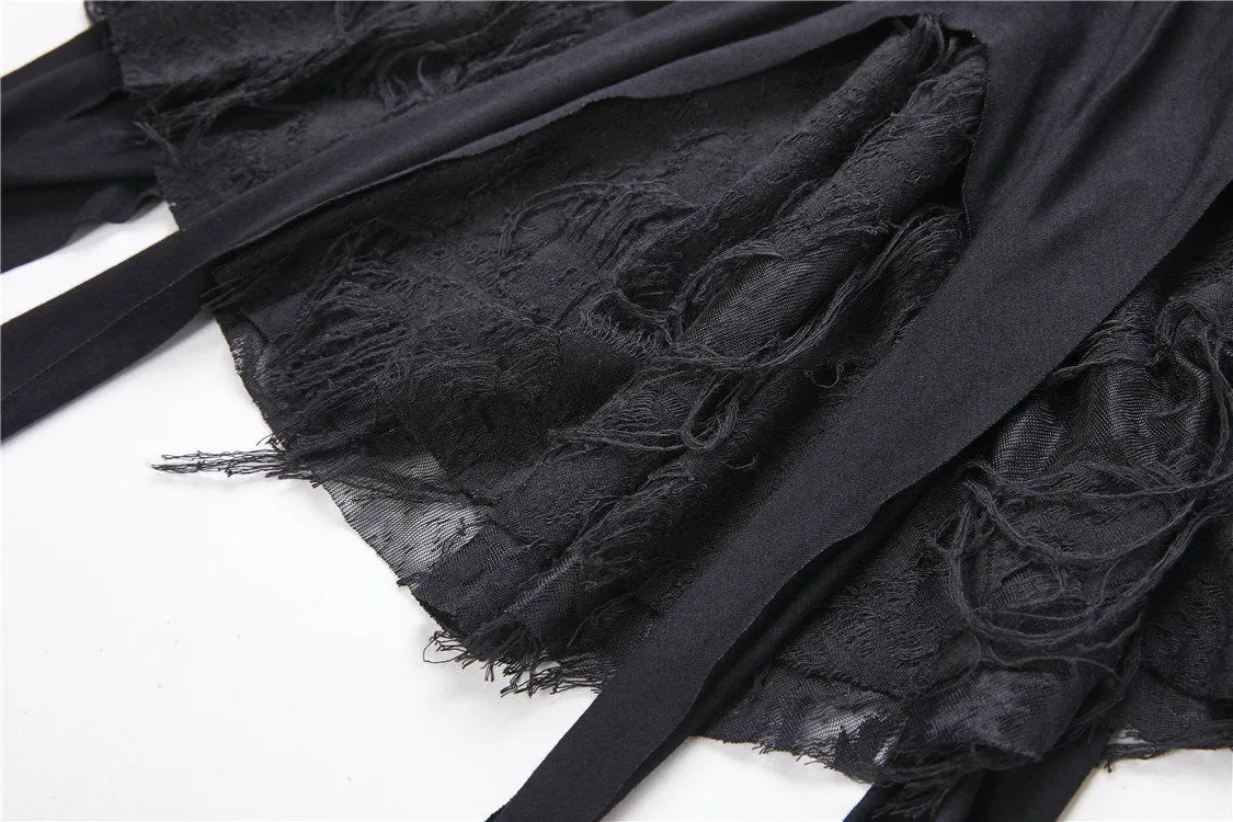 Holloween gothic slit hem witch sleeve hooded dress DW200