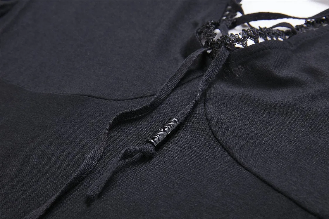 Holloween gothic slit hem witch sleeve hooded dress DW200