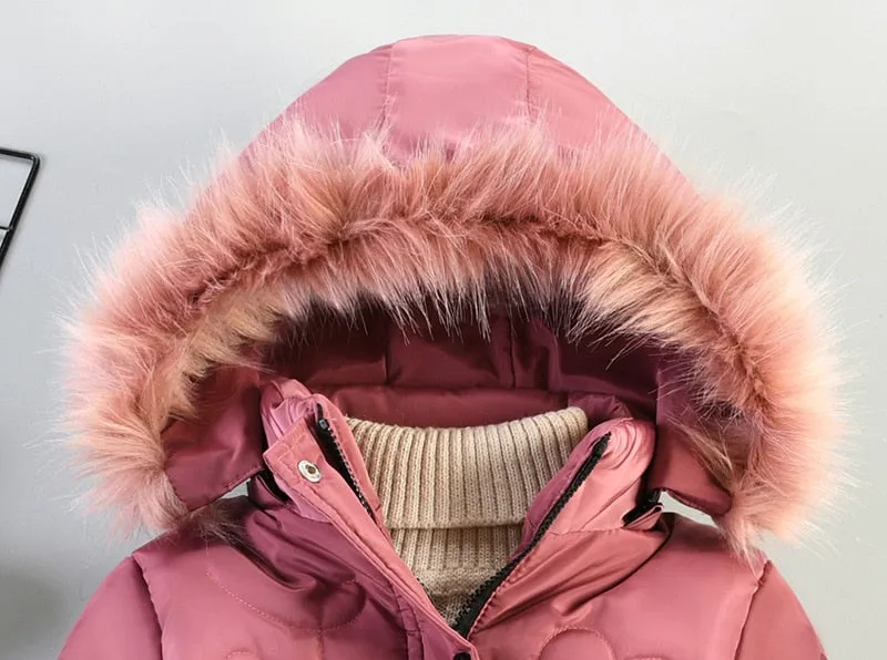 Hooded Jacket Winter Warm Thick Long Coats Girls Jackets 4 5 6 7 Years Children Clothes Thick Outerwear