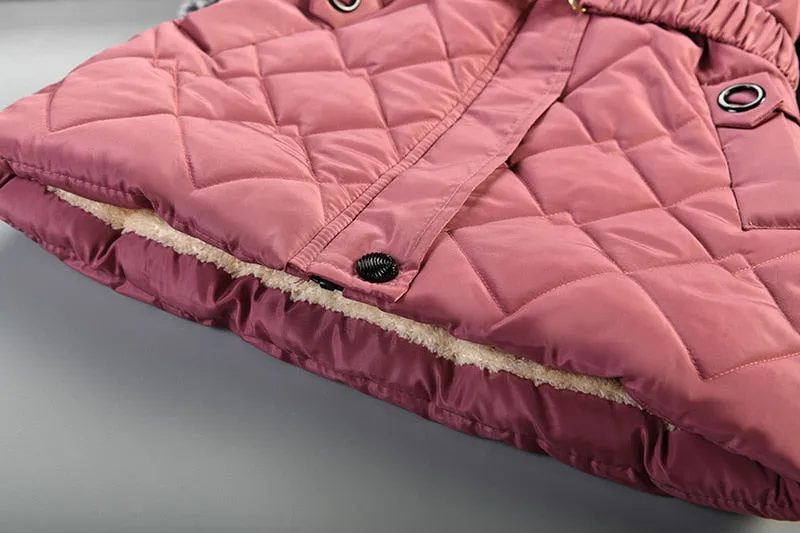 Hooded Jacket Winter Warm Thick Long Coats Girls Jackets 4 5 6 7 Years Children Clothes Thick Outerwear