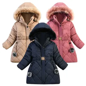 Hooded Jacket Winter Warm Thick Long Coats Girls Jackets 4 5 6 7 Years Children Clothes Thick Outerwear
