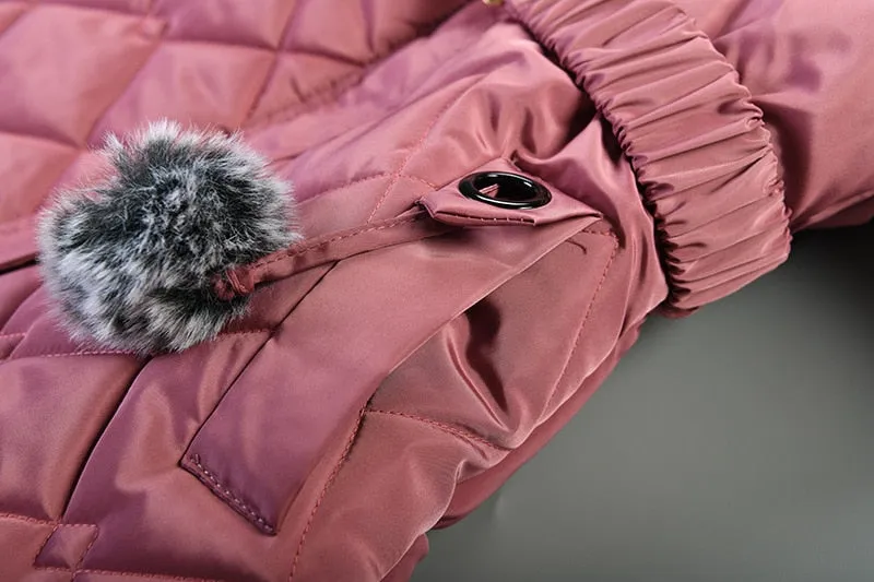 Hooded Jacket Winter Warm Thick Long Coats Girls Jackets 4 5 6 7 Years Children Clothes Thick Outerwear