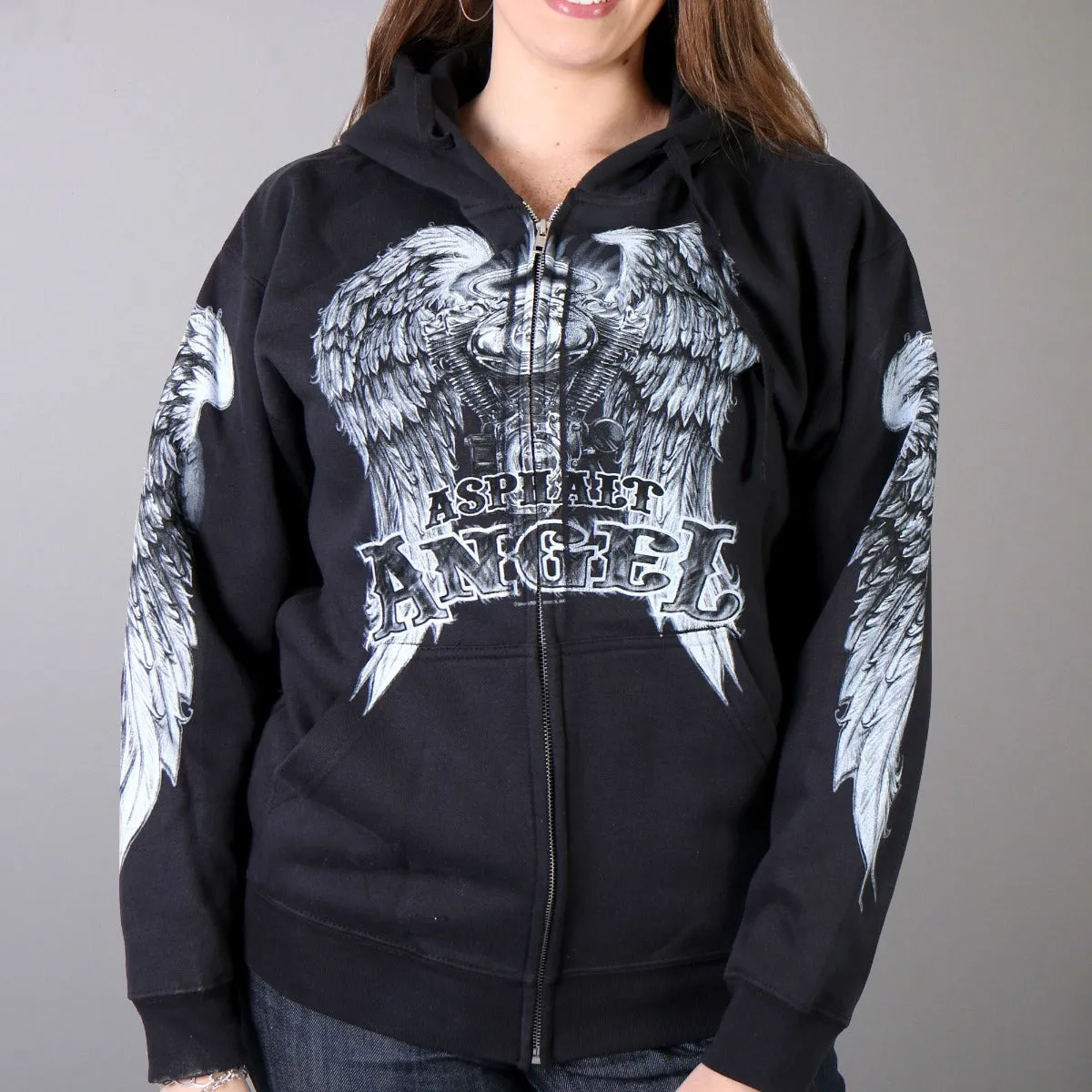 Hot Leathers Women's Asphalt Angel Zip Hoodie