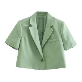 LINEN CROPPED BLAZER