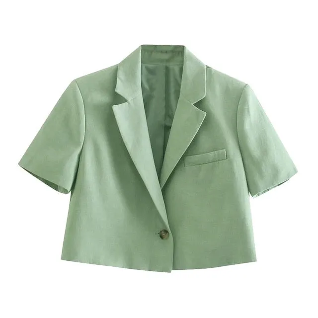 LINEN CROPPED BLAZER