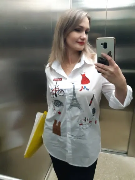New White Women Blouse 2023 Long Sleeve Cotton Embroidery Blouse Lady Casual Button Design Turn Down Collar Female Shirt  5083