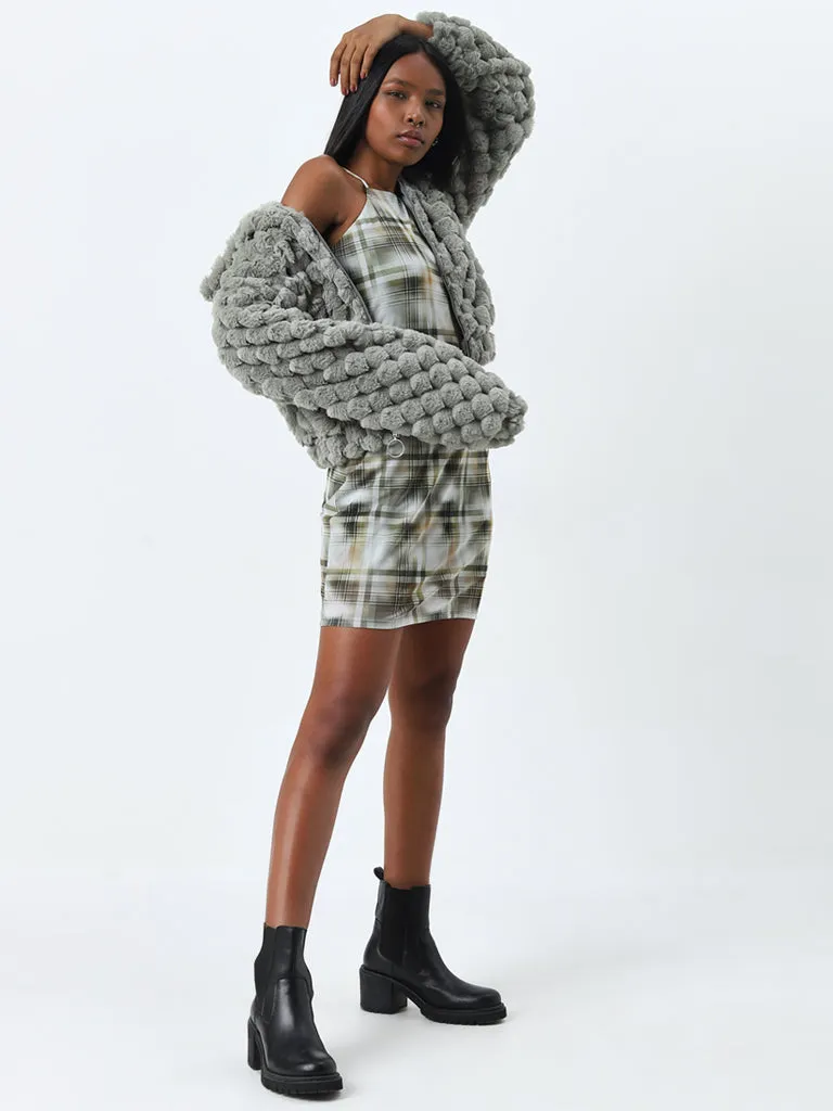 Nuon Sage Popcorn Textured Faux-Fur Jacket