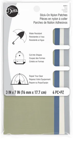 Nylon Stick-On Patches, 3" x 7", Assorted, 4 pc