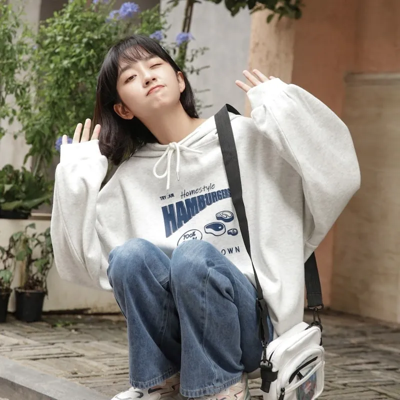 Original Soft Girl Style Gray Hoodie