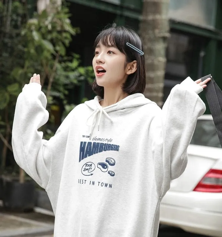 Original Soft Girl Style Gray Hoodie