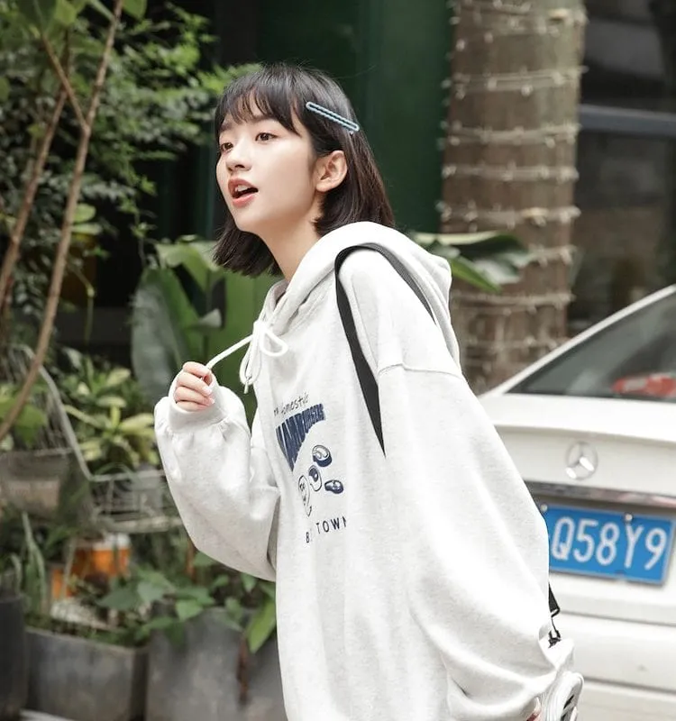 Original Soft Girl Style Gray Hoodie
