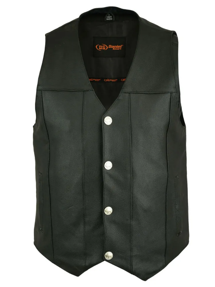 SolidRider Men's Leather Motorcycle Vest - Black