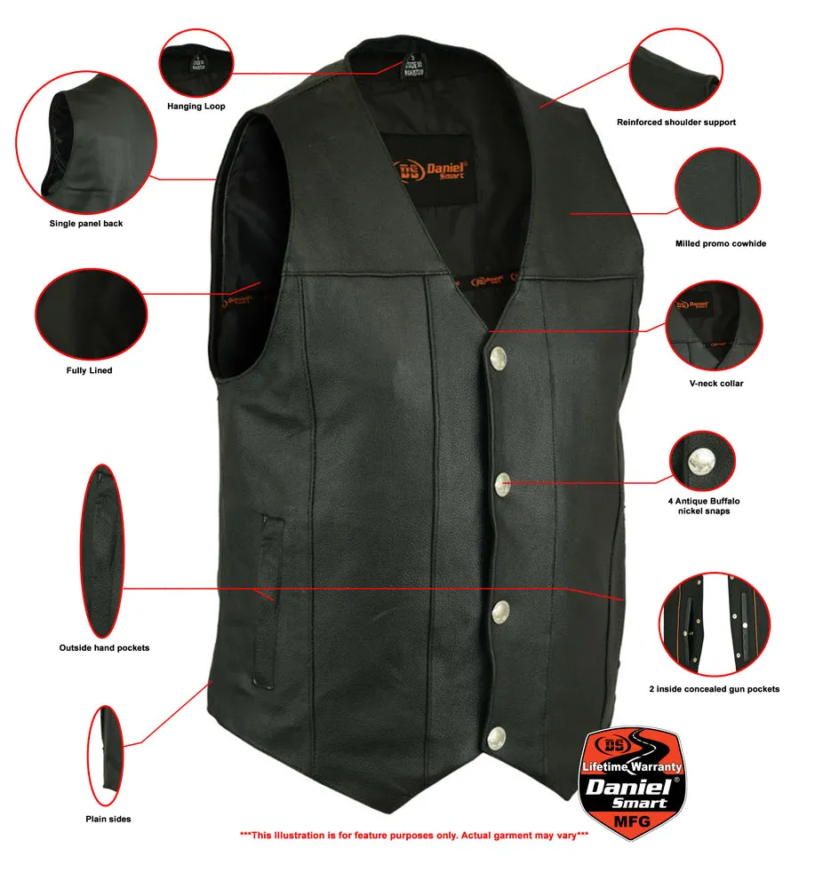 SolidRider Men's Leather Motorcycle Vest - Black