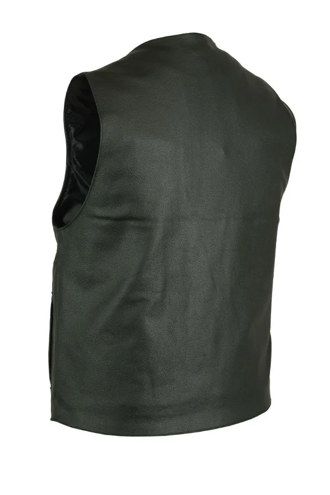SolidRider Men's Leather Motorcycle Vest - Black