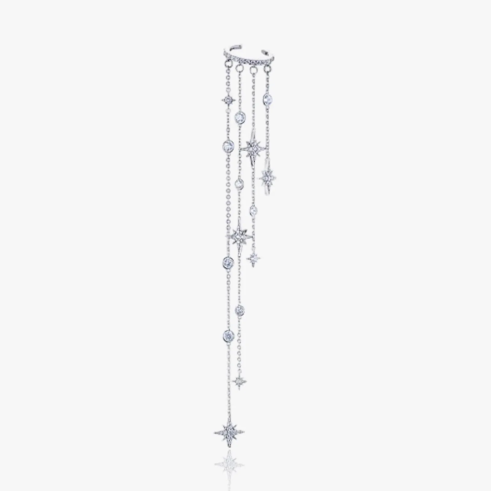 Starfall Pave Cuff Crystal Chain Earring