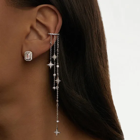 Starfall Pave Cuff Crystal Chain Earring