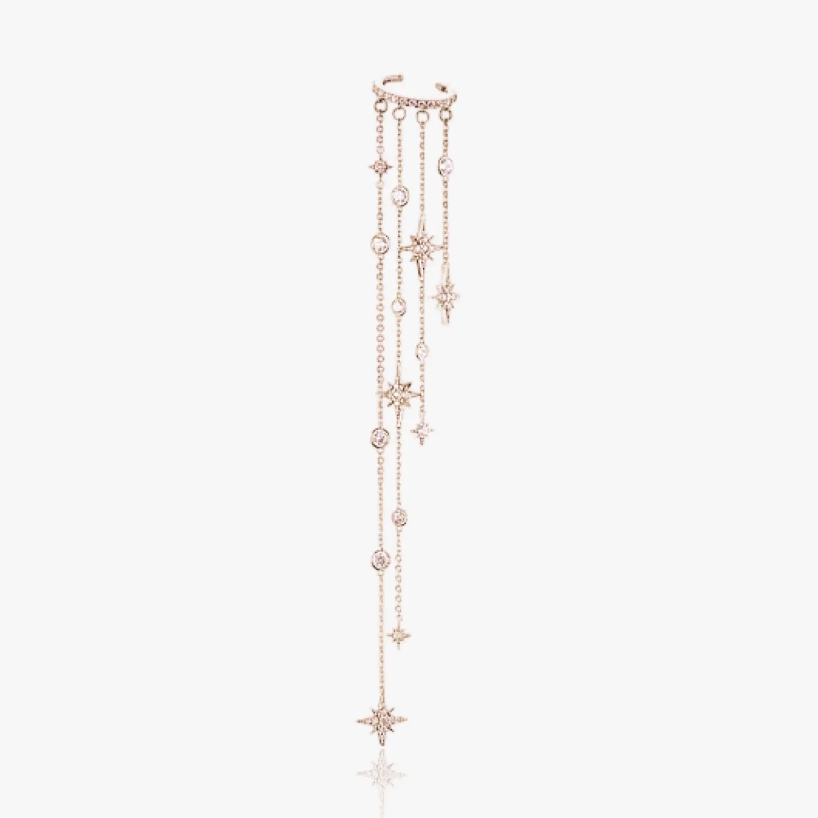 Starfall Pave Cuff Crystal Chain Earring