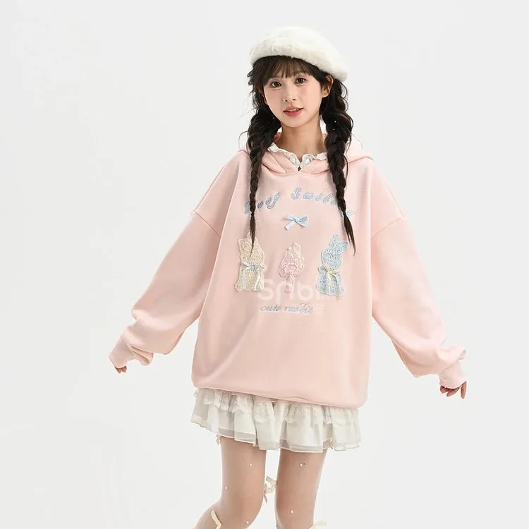 Sweet Ballet Style Pink Pullover Hooded Sweatshirt