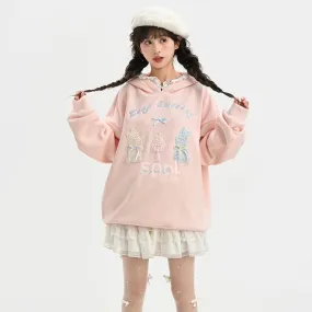 Sweet Ballet Style Pink Pullover Hooded Sweatshirt